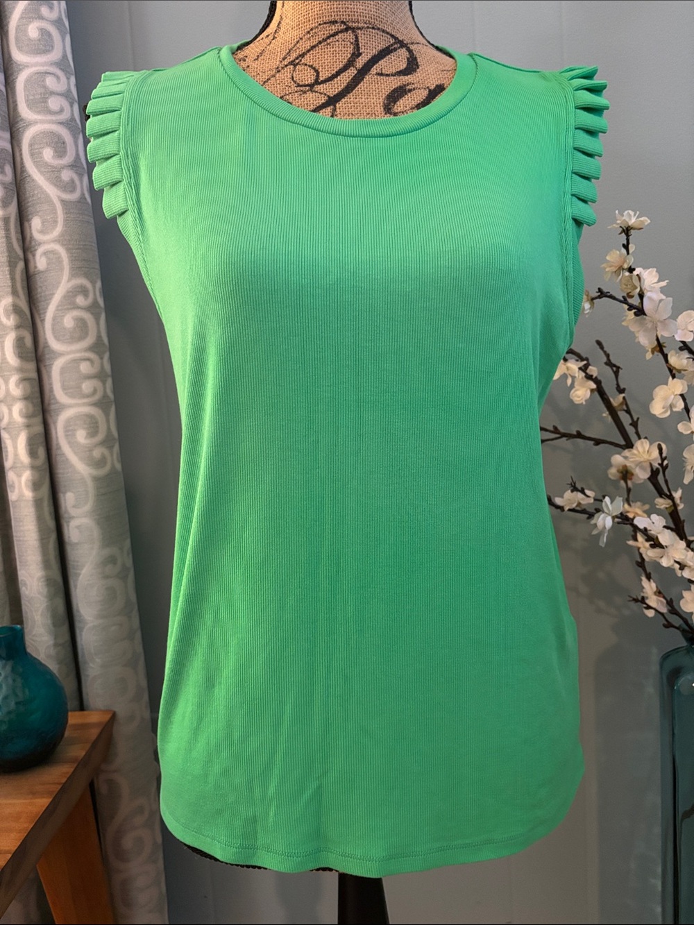 THML Ruffle Sleeve Ribbed Tank